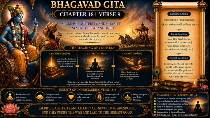 Bhagavad Gita Chapter 18, Verse 9 Meaning in Hindi & English