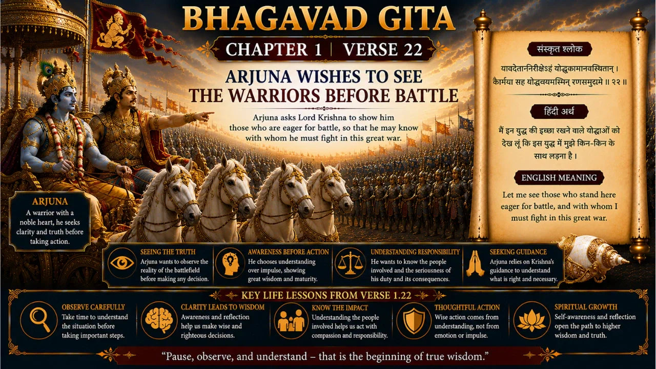Bhagavad Gita Chapter 1 Verse 22 Meaning in Hindi and English