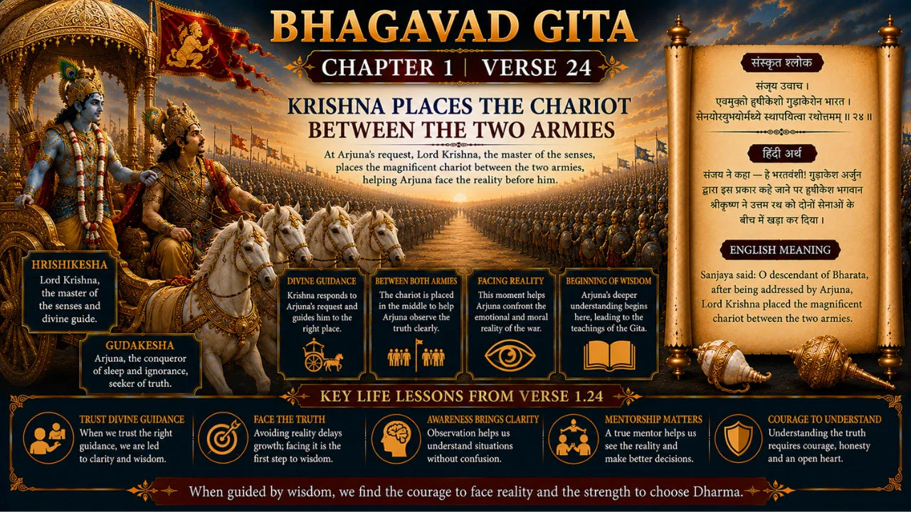 Bhagavad Gita Chapter 1 Verse 24 Meaning in Hindi and English