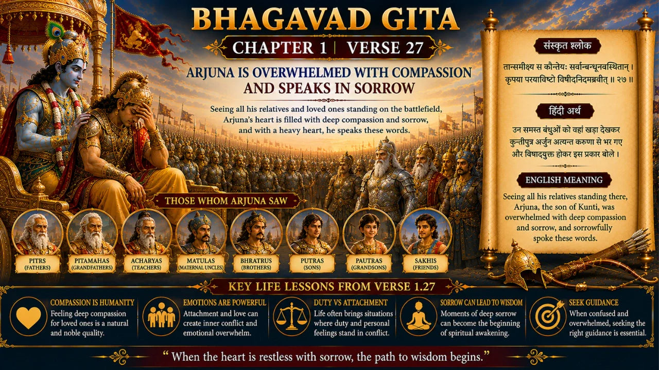 Bhagavad Gita Chapter 1 Verse 27 Meaning in Hindi and English