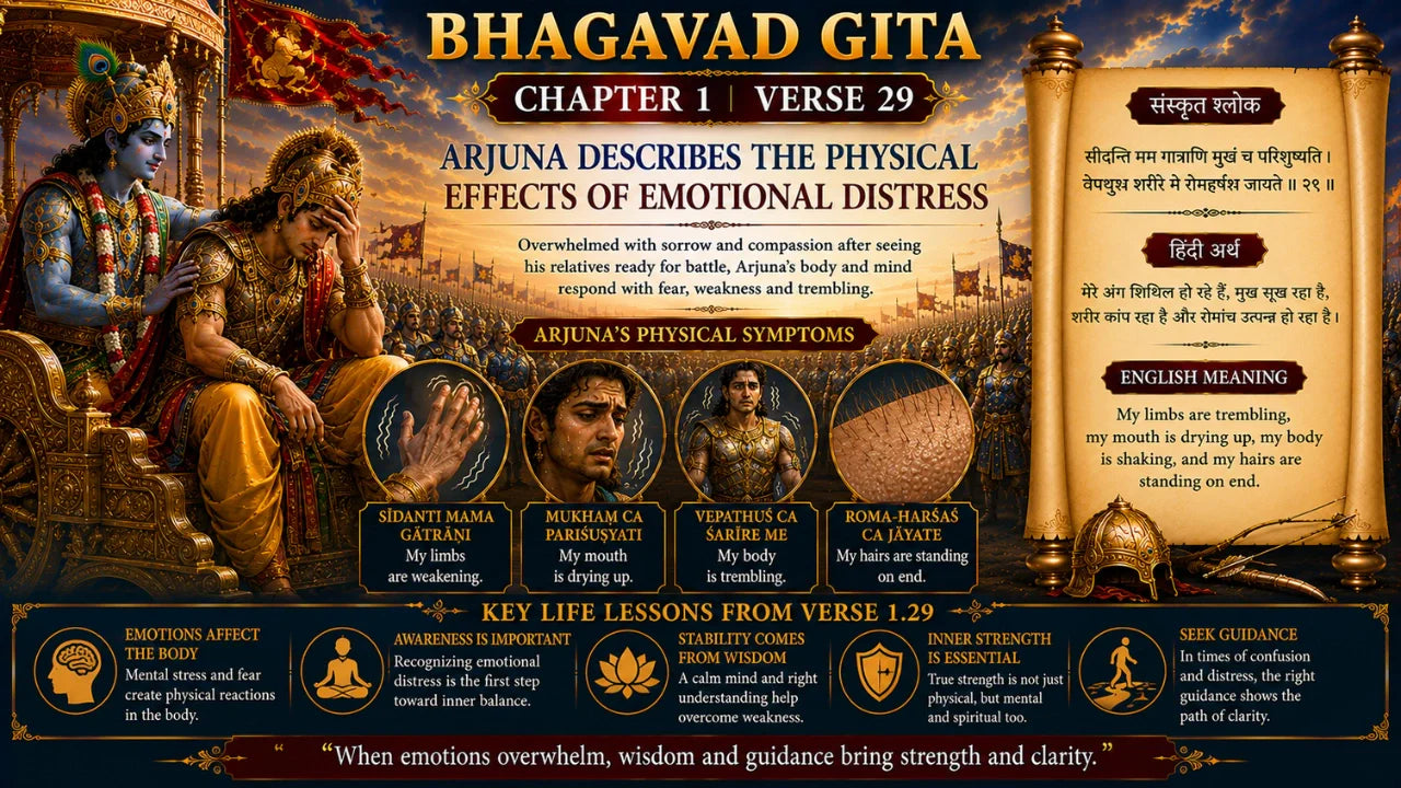 Bhagavad Gita Chapter 1 Verse 29 Meaning in Hindi and English