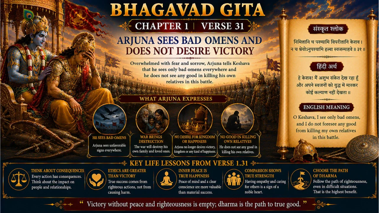 Bhagavad Gita Chapter 1 Verse 31 Meaning in Hindi and English