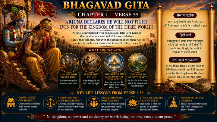Bhagavad Gita Chapter 1 Verse 35 Meaning in Hindi and English
