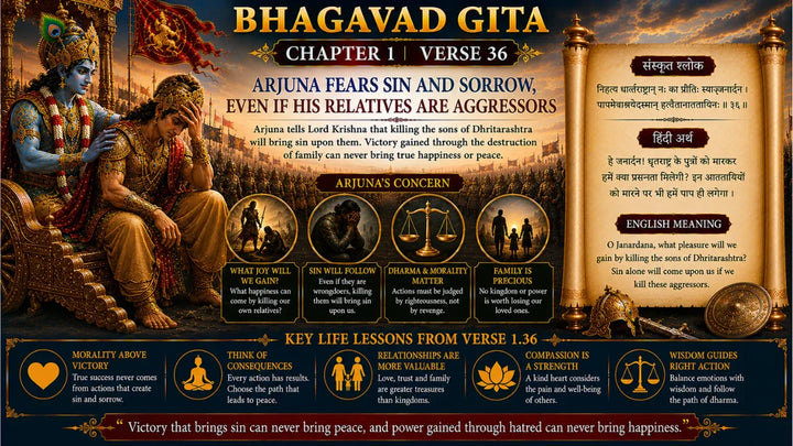 Bhagavad Gita Chapter 1 Verse 36 Meaning in Hindi and English