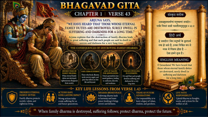 Bhagavad Gita Chapter 1 Verse 43 Meaning in Hindi and English