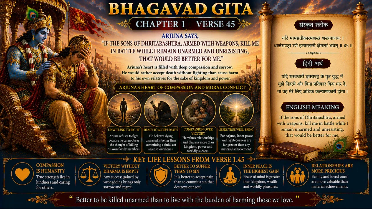 Bhagavad Gita Chapter 1 Verse 45 Meaning in Hindi and English