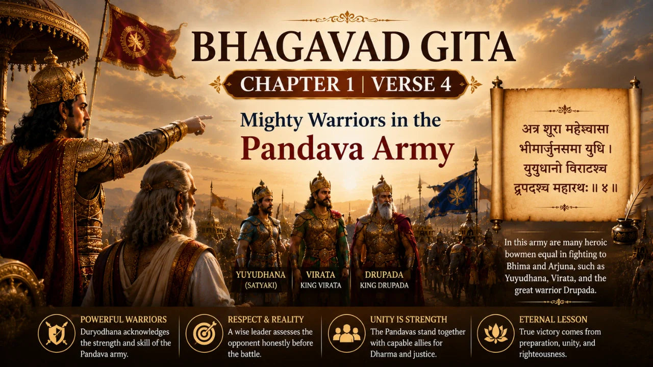 Bhagavad Gita Chapter 1 Verse 4 Meaning in Hindi And  English