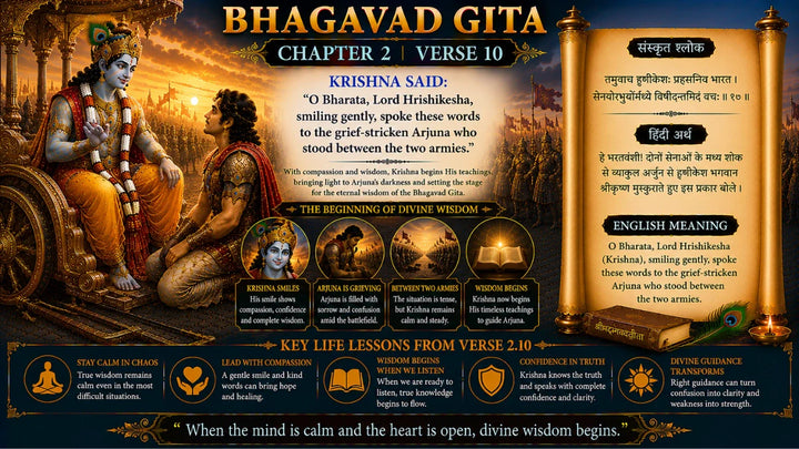 Bhagavad Gita Chapter 2 Verse 10 Meaning in Hindi and English