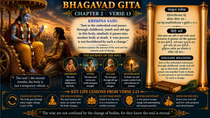 Bhagavad Gita Chapter 2 Verse 13 Meaning in Hindi and English