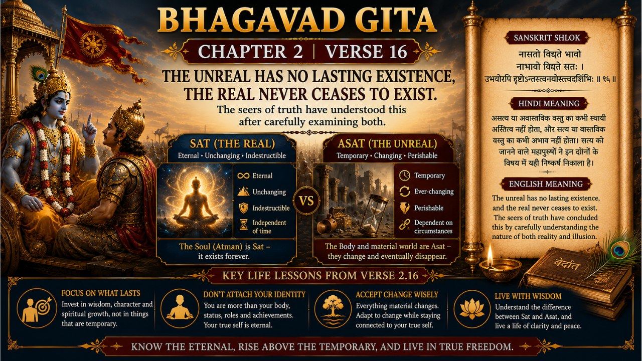 Bhagavad Gita Chapter 2 Verse 16 Meaning in Hindi & English