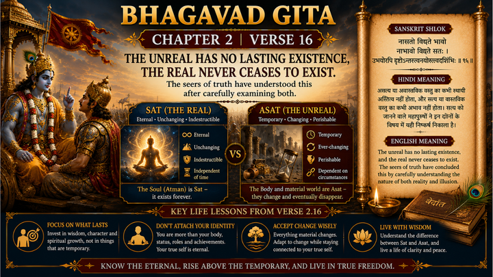 Bhagavad Gita Chapter 2 Verse 16 Meaning in Hindi & English