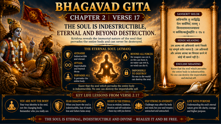 Bhagavad Gita Chapter 2 Verse 17 Meaning in Hindi & English
