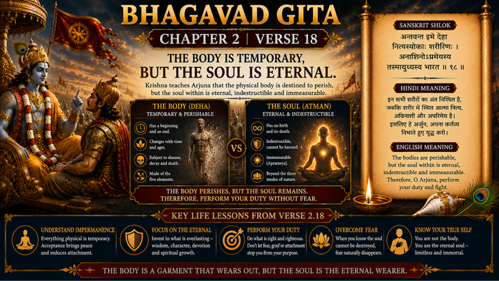 Bhagavad Gita Chapter 2 Verse 18 Meaning in Hindi & English