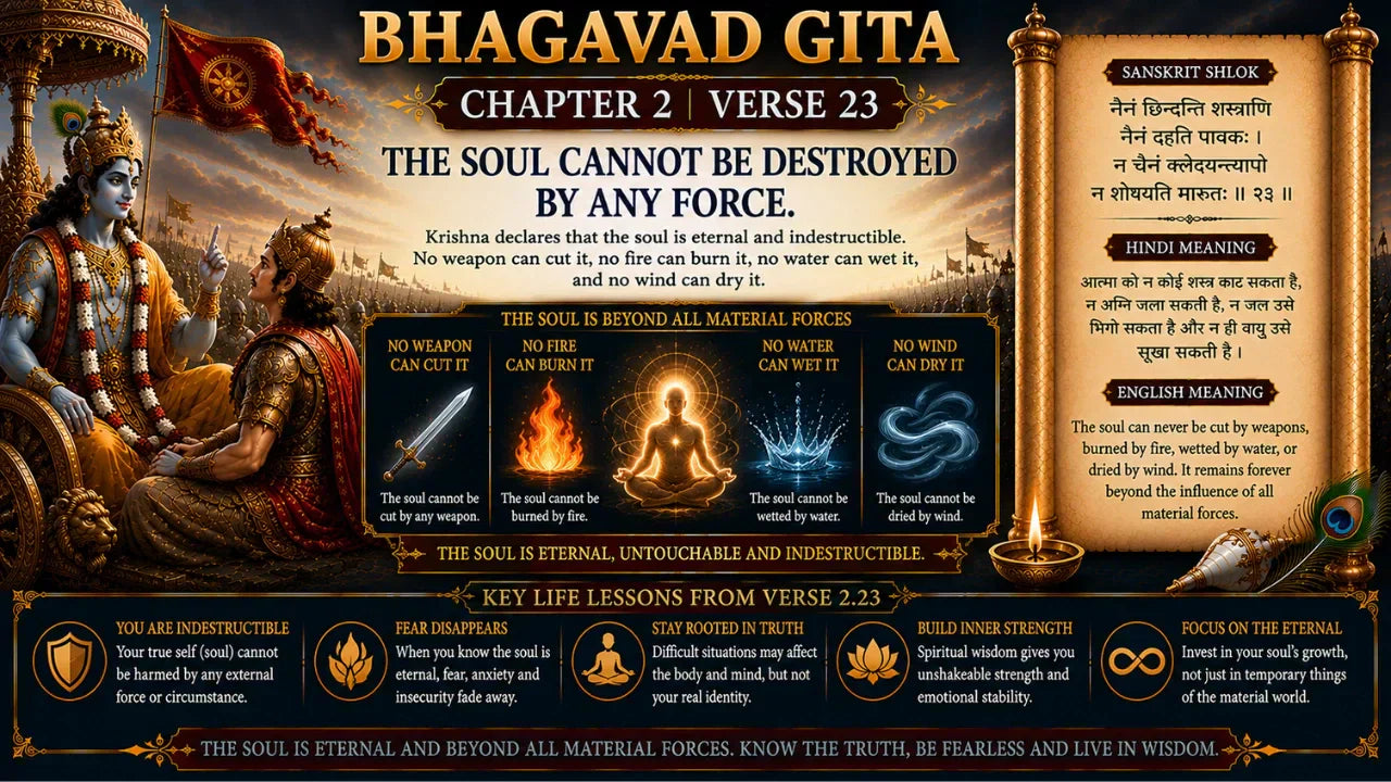 Bhagavad Gita Chapter 2 Verse 23 Meaning in Hindi & English
