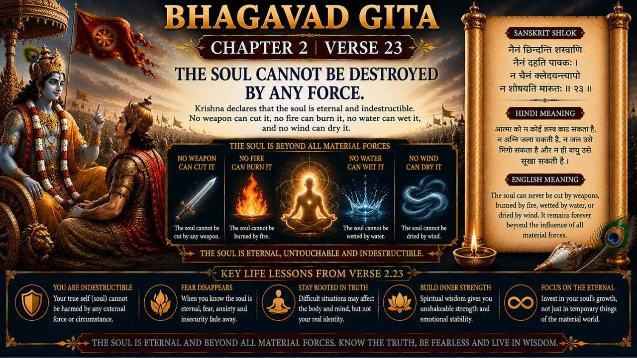 Bhagavad Gita Chapter 2 Verse 23 Meaning in Hindi & English
