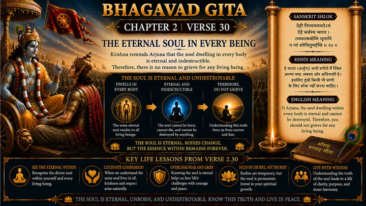 Bhagavad Gita Chapter 2 Verse 30 Meaning in Hindi & English
