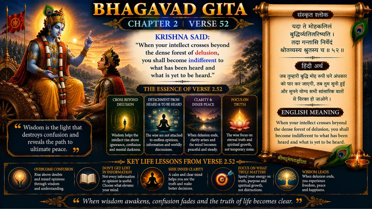 Bhagavad Gita Chapter 2 Verse 52 Meaning in Hindi and English
