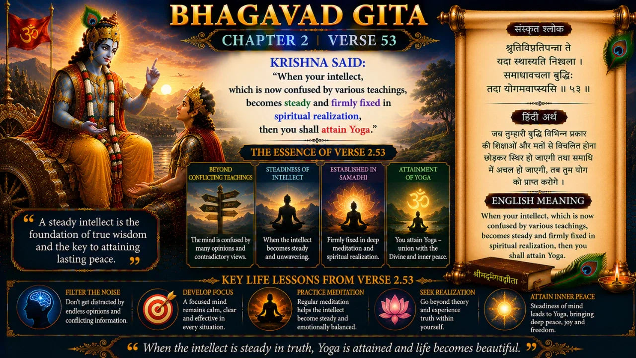 Bhagavad Gita Chapter 2 Verse 53 Meaning in Hindi and English