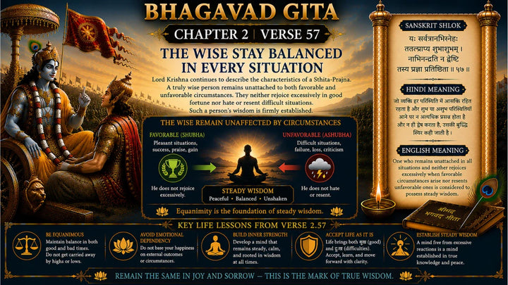 Bhagavad Gita Chapter 2 Verse 57 Meaning in Hindi And English
