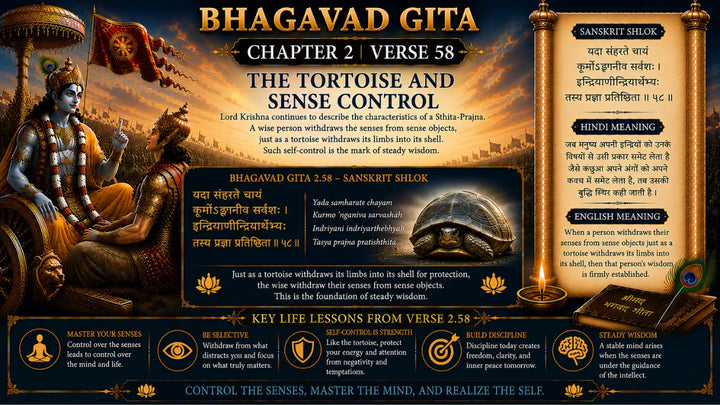 Bhagavad Gita Chapter 2 Verse 58 Meaning in Hindi And English