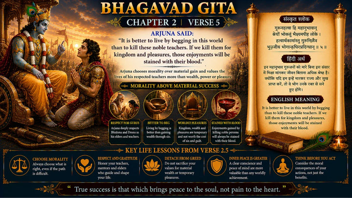 Bhagavad Gita Chapter 2 Verse 5 Meaning in Hindi and English