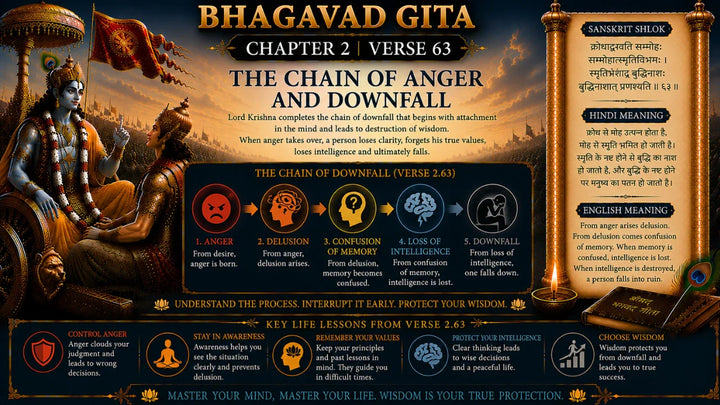 Bhagavad Gita Chapter 2 Verse 63 Meaning in Hindi & English