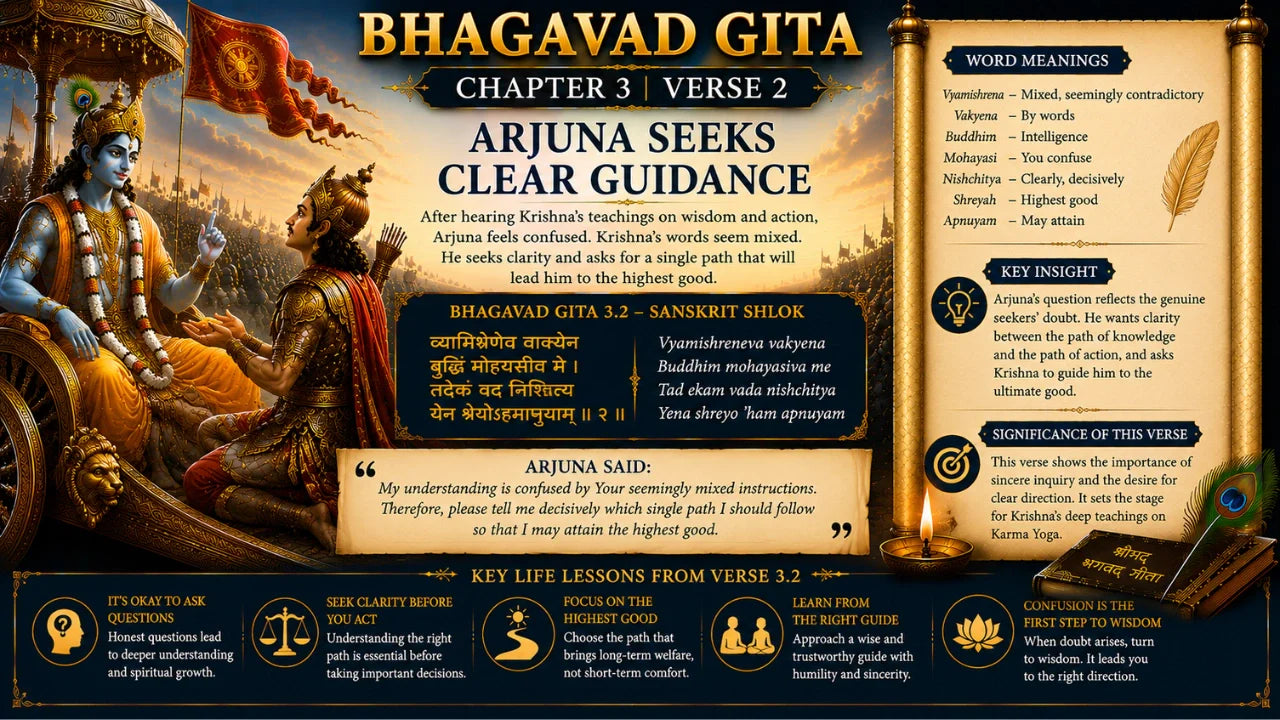 Bhagavad Gita Chapter 3 Verse 2 Meaning in Hindi & English
