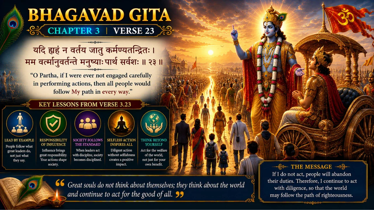 Bhagavad Gita Chapter 3 Verse 23 Meaning in Hindi and English