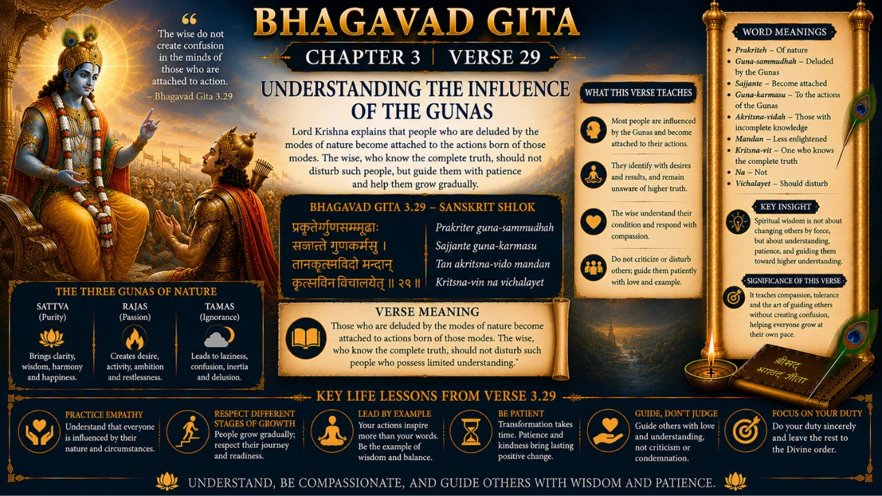 Bhagavad Gita Chapter 3 Verse 29 Meaning in Hindi & English
