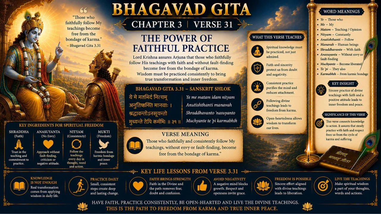 Bhagavad Gita Chapter 3 Verse 31 Meaning in Hindi & English