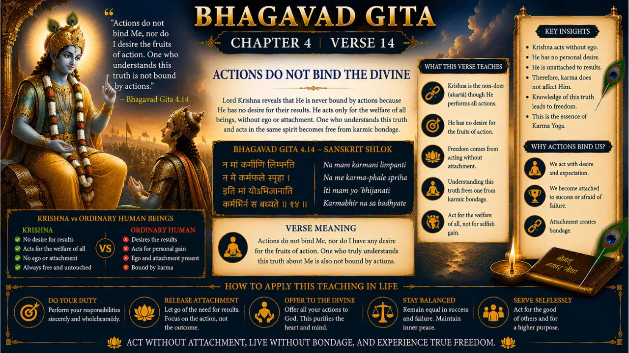 Bhagavad Gita Chapter 4 Verse 14 Meaning in Hindi & English