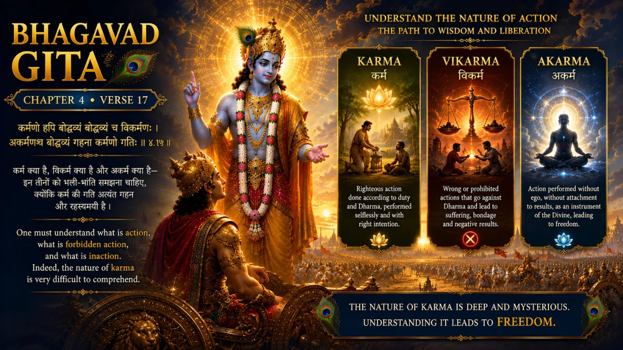 Bhagavad Gita Chapter 4 Verse 17 Meaning in Hindi and English