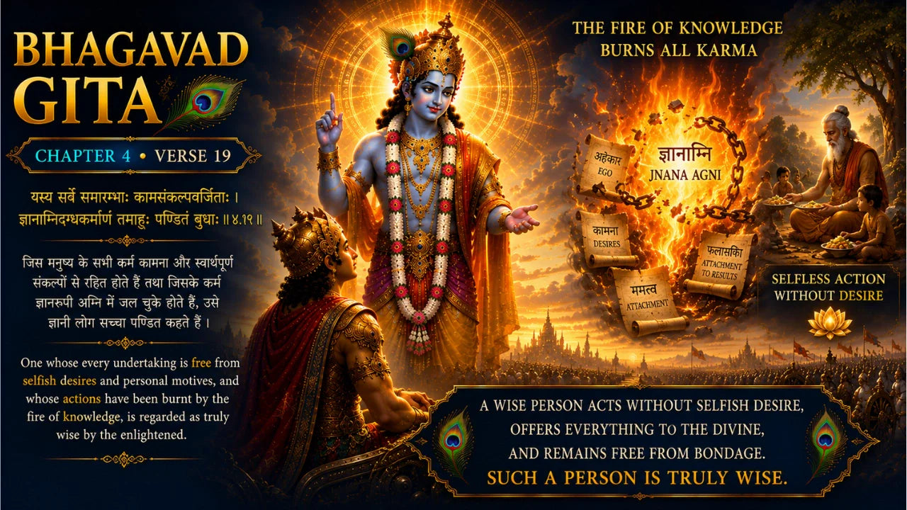 Bhagavad Gita Chapter 4 Verse 19 Meaning in Hindi and English