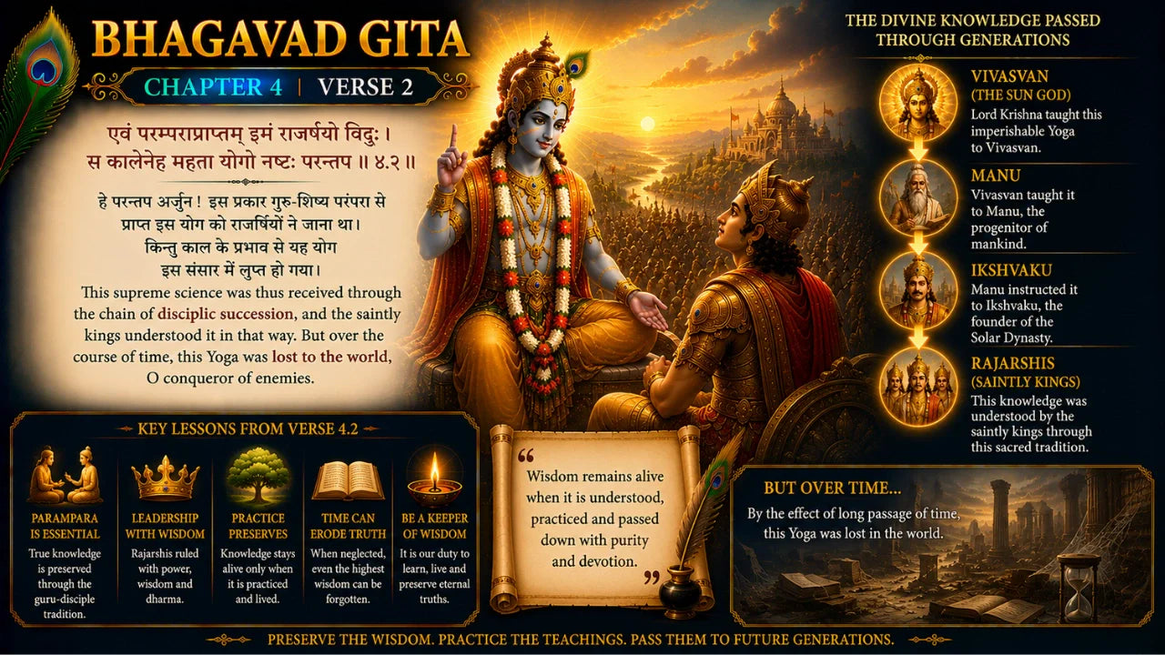Bhagavad Gita Chapter 4 Verse 2 Meaning in Hindi and English