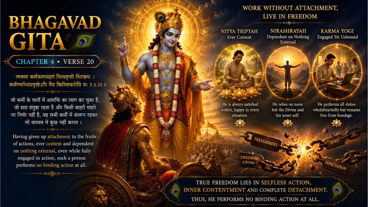 Bhagavad Gita Chapter 4 Verse 20 Meaning in Hindi and English