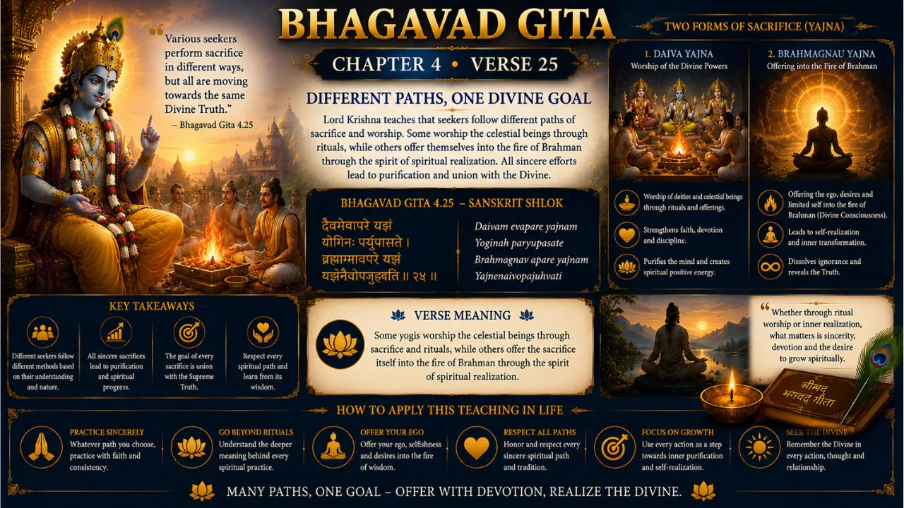 Bhagavad Gita Chapter 4 Verse 25 Meaning in Hindi & English