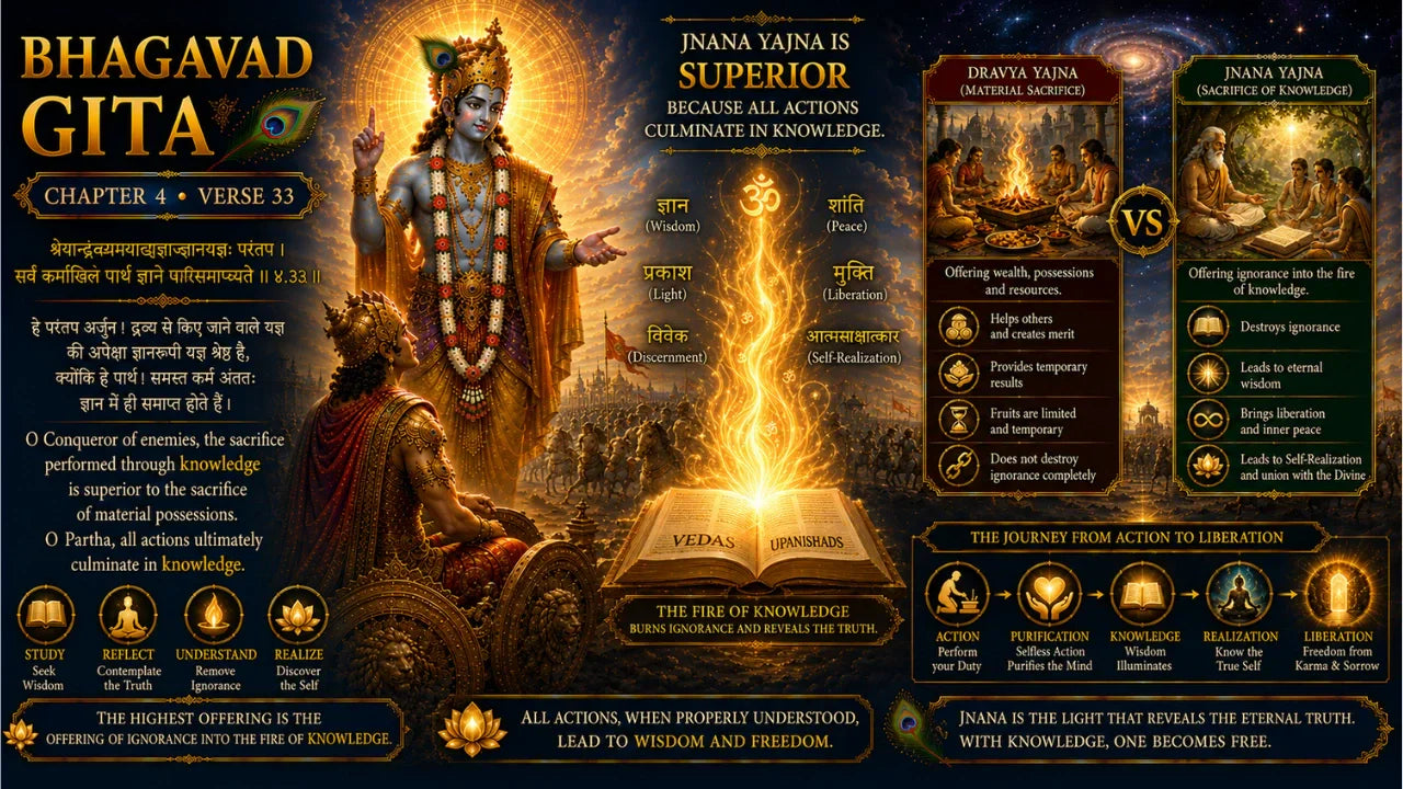Bhagavad Gita Chapter 4 Verse 33 Meaning in Hindi and English