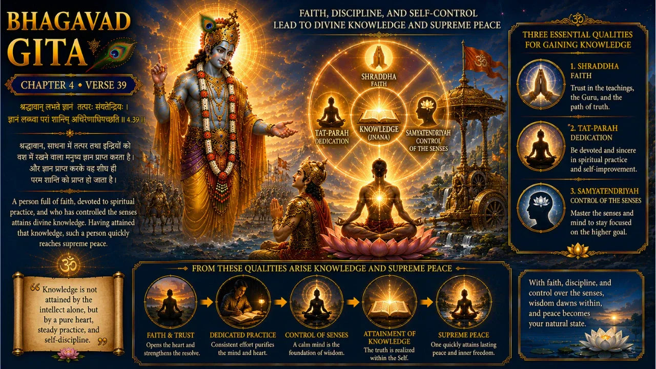 Bhagavad Gita Chapter 4 Verse 39 Meaning in Hindi and English