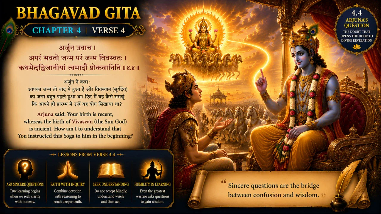 Bhagavad Gita Chapter 4 Verse 4 Meaning in Hindi and English
