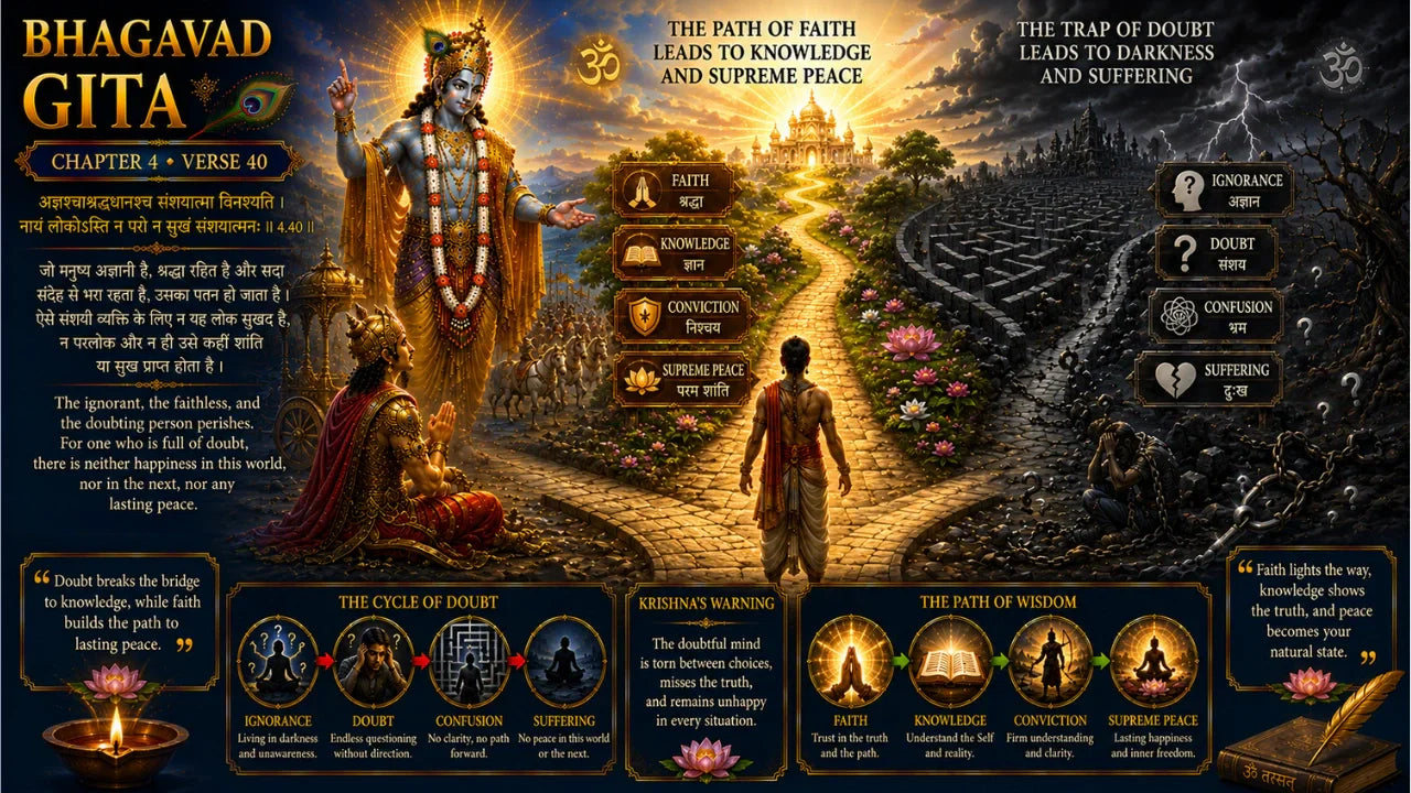 Bhagavad Gita Chapter 4 Verse 40 Meaning in Hindi and English
