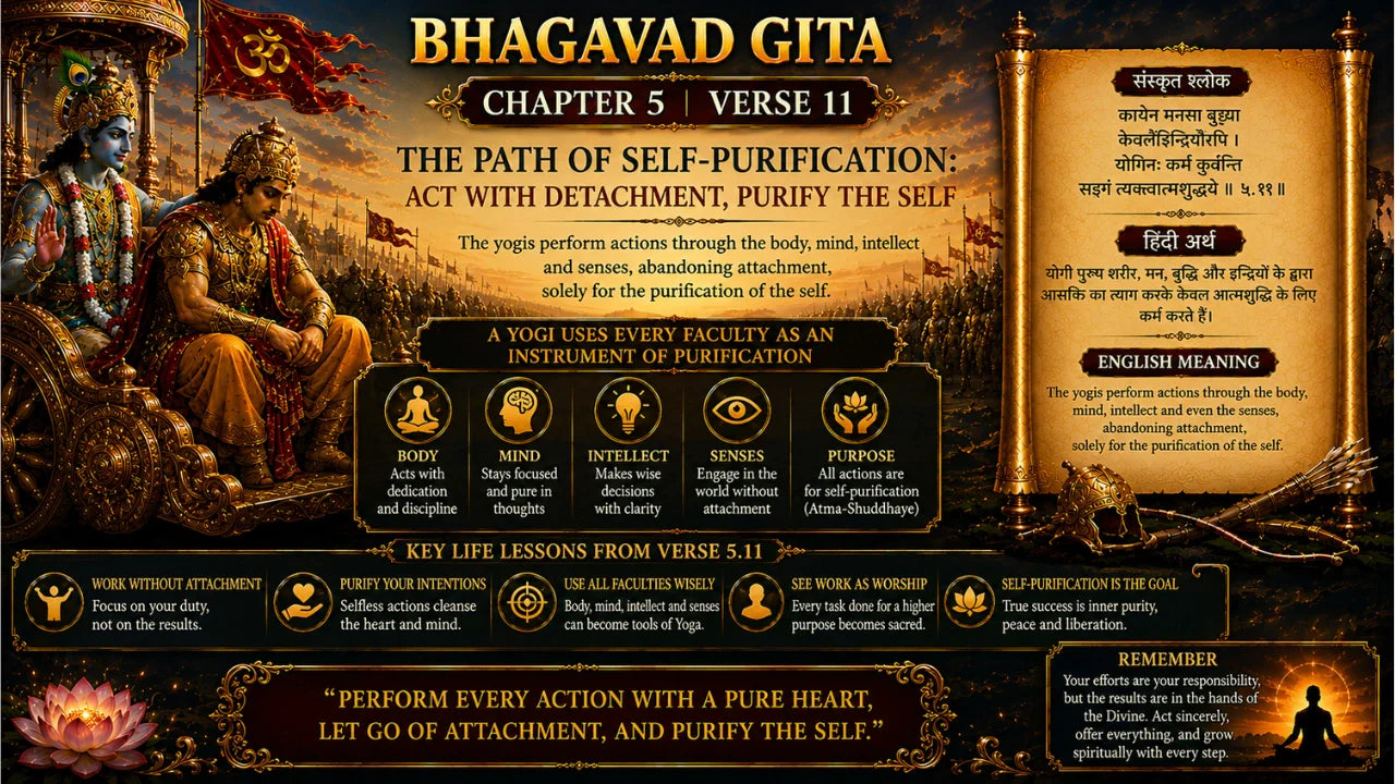 Bhagavad Gita Chapter 5 Verse 11 Meaning in Hindi and English