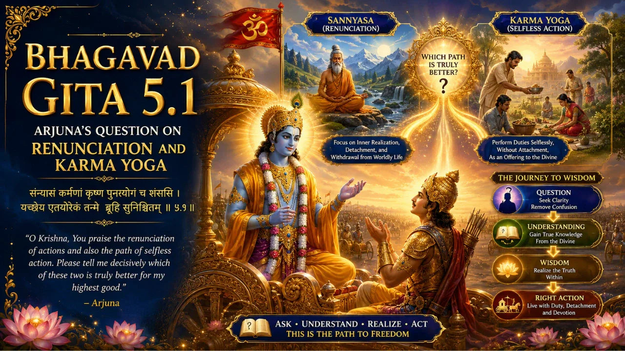 Bhagavad Gita Chapter 5 Verse 1 Meaning in Hindi and English