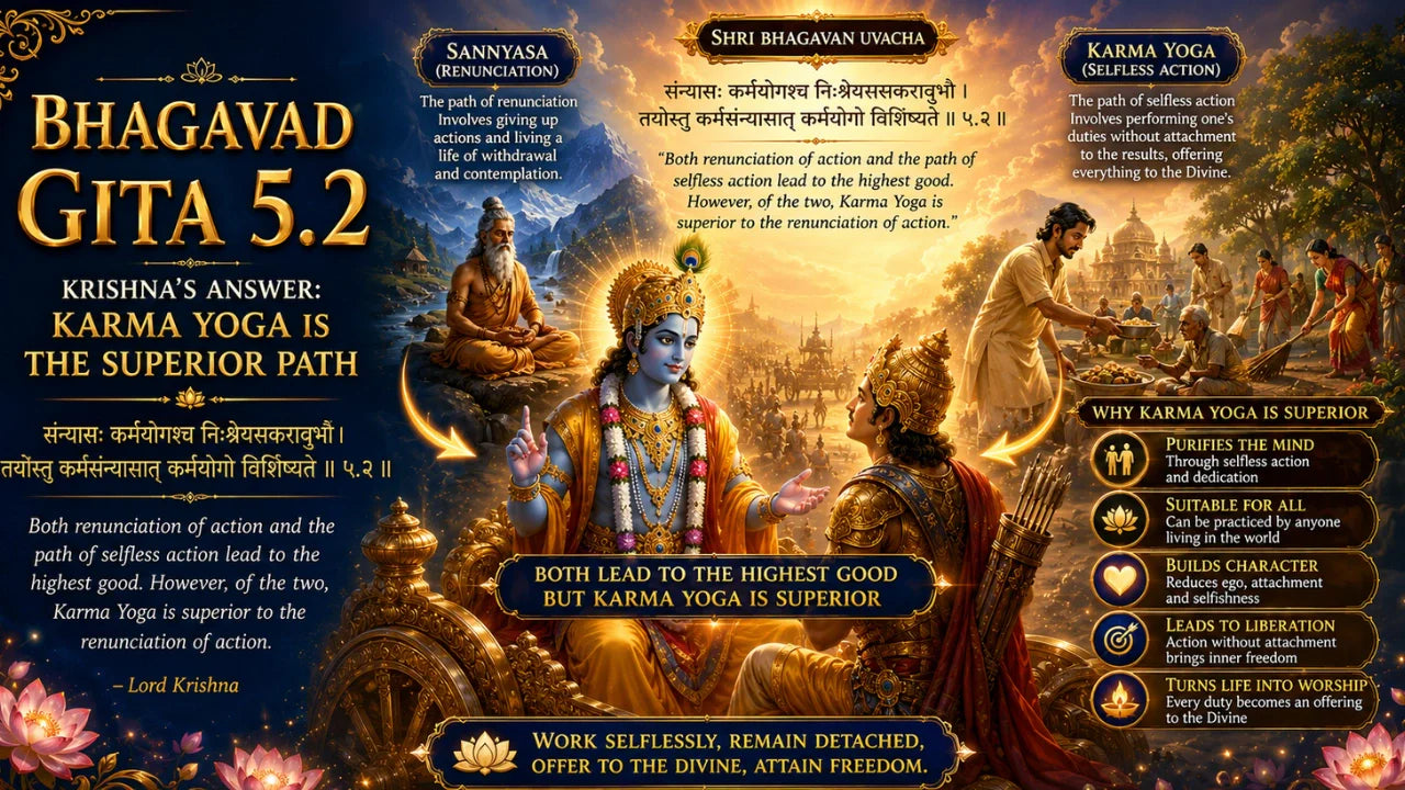 Bhagavad Gita Chapter 5 Verse 2 Meaning in Hindi and English