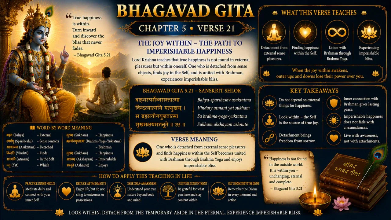 Bhagavad Gita Chapter 5 Verse 21 Meaning in Hindi & English