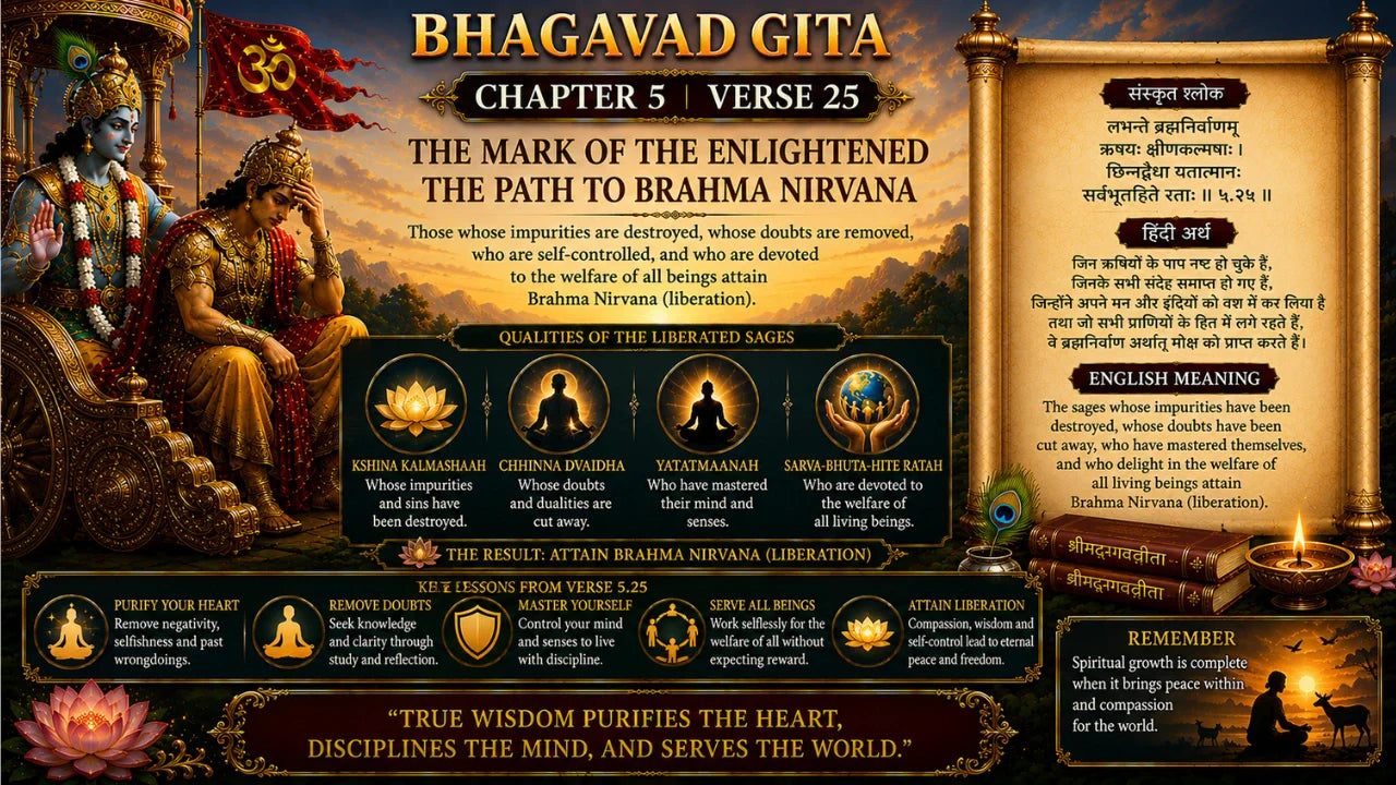 Bhagavad Gita Chapter 5 Verse 25 Meaning in Hindi and English