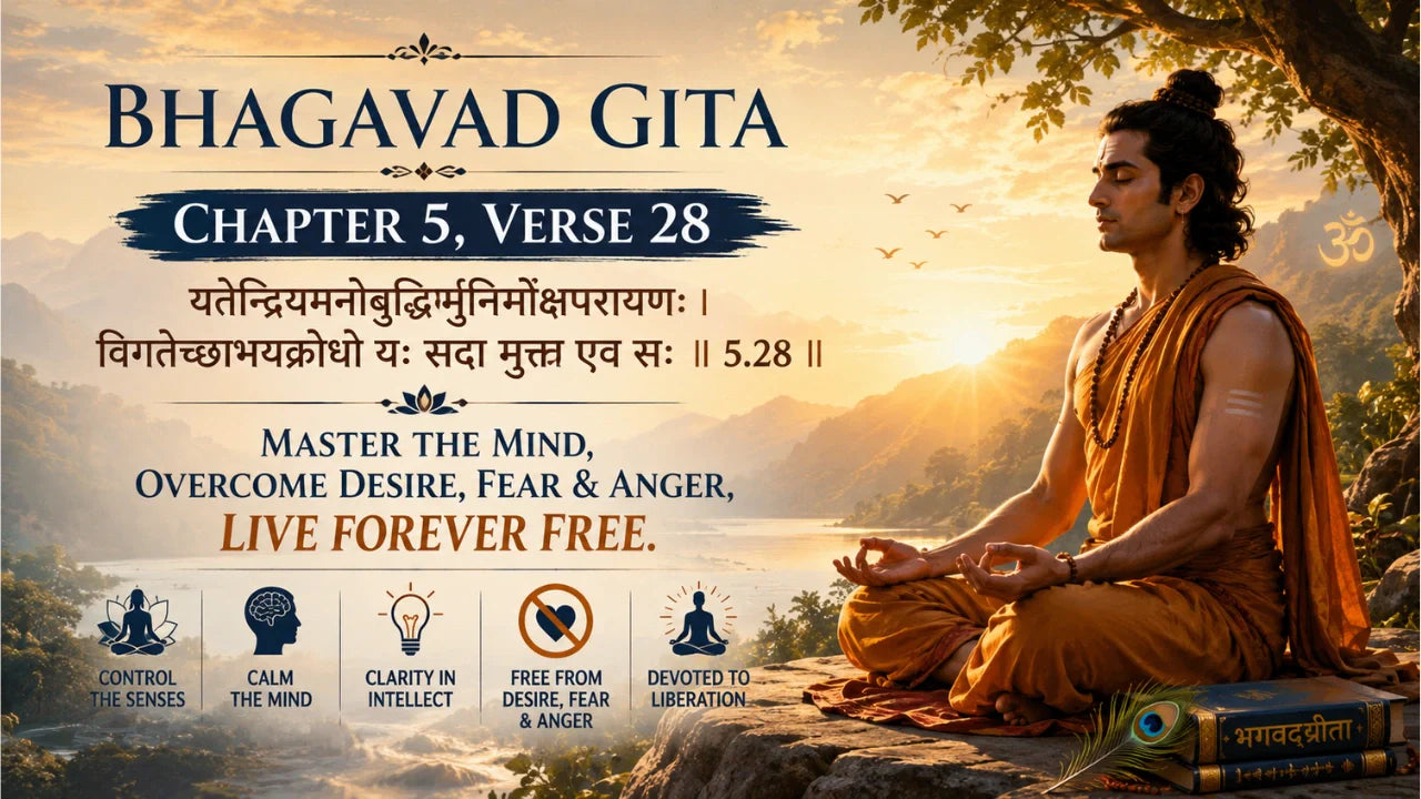 Bhagavad Gita Chapter 5 Verse 28 Meaning in Hindi and English