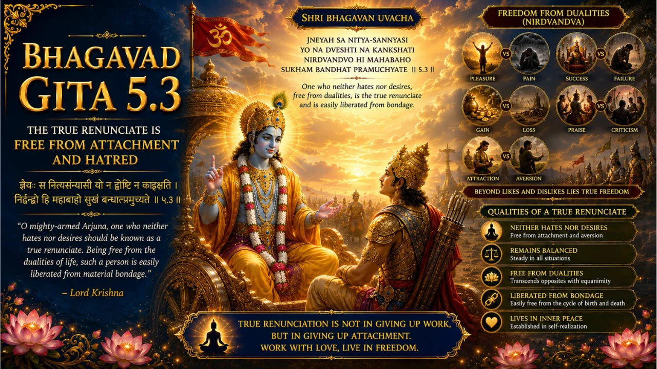 Bhagavad Gita Chapter 5 Verse 3 Meaning in Hindi and English