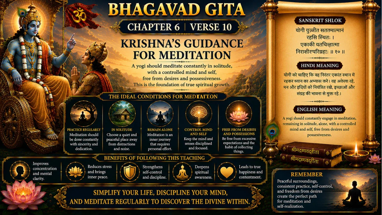 Bhagavad Gita Chapter 6 Verse 10 Meaning in Hindi & English