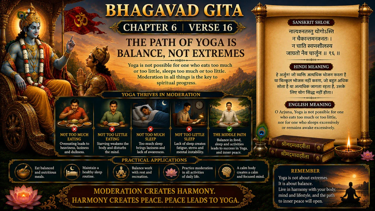 Bhagavad Gita Chapter 6 Verse 16 Meaning in Hindi & English