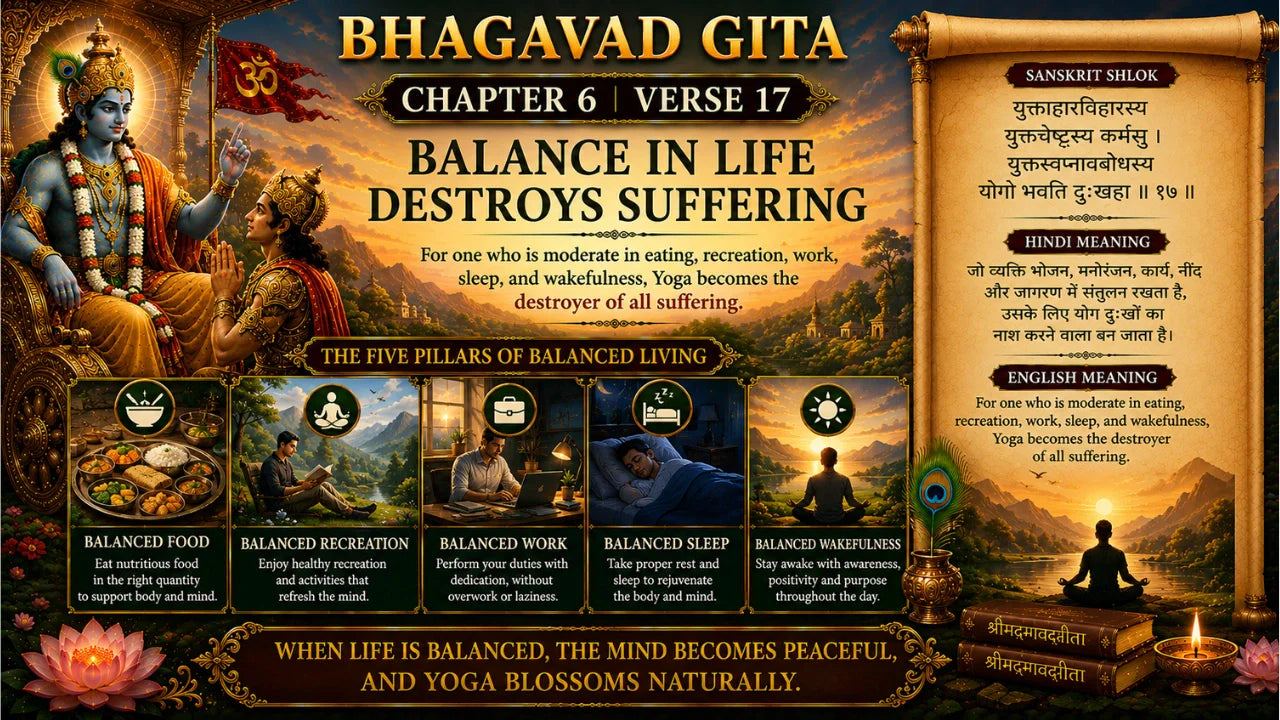 Bhagavad Gita Chapter 6 Verse 17 Meaning in Hindi & English